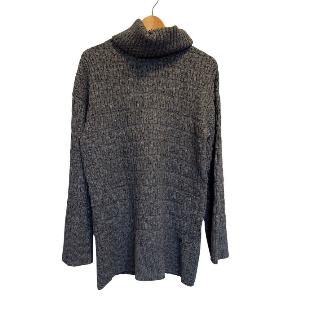 Lacoste Sweater Gray Wool Cashmere Blend Back Button Cowl Neck Women’s Size 40 M